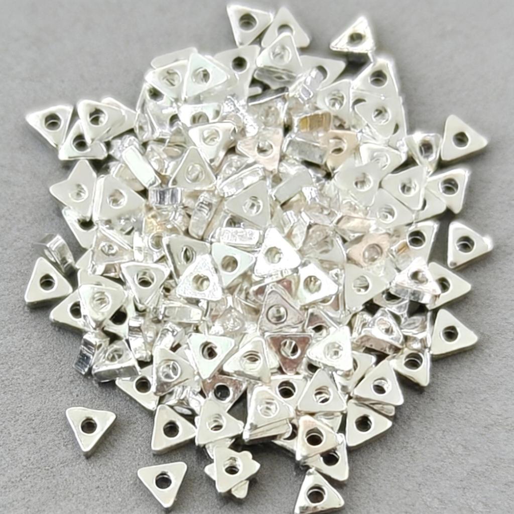 Handmade S999 Sterling Silver Triangle Spacer Beads for DIY Jewelry and Accessories.