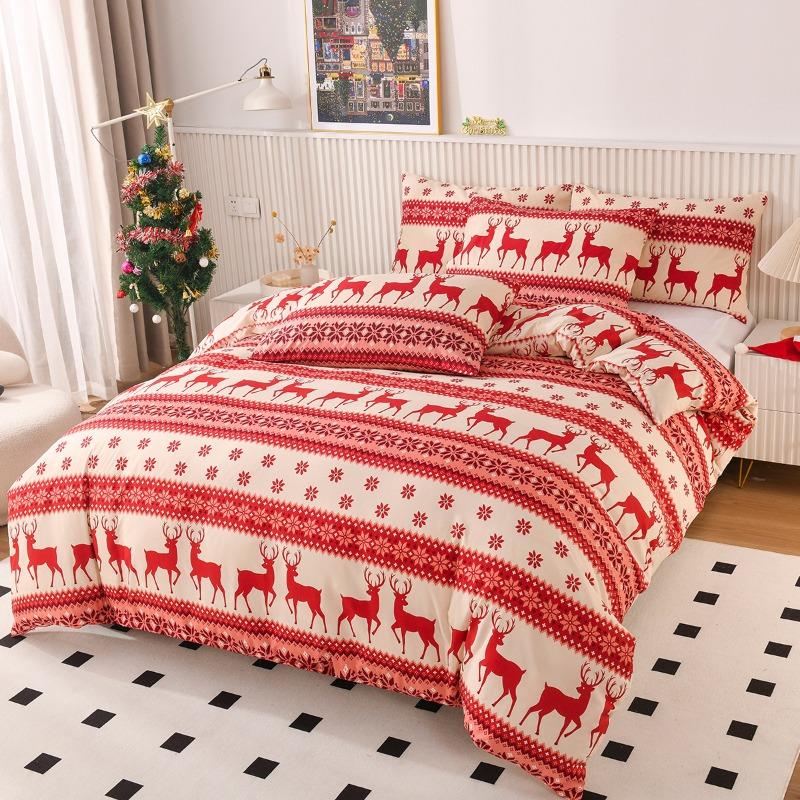 Christmas Decoration Bedding Set Soft Comfortable Breathable Duvet Cover Perfect For Bedroom And Guest Room Decor 2/3Pcs/Set