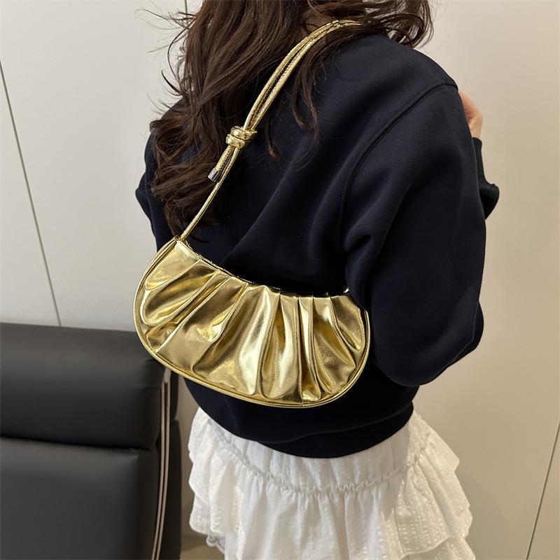 Glänzende Knödel-Tasche Modische und elegante plissierte Ein-Schulter-Tasche Hand-Trage-Achseltasche