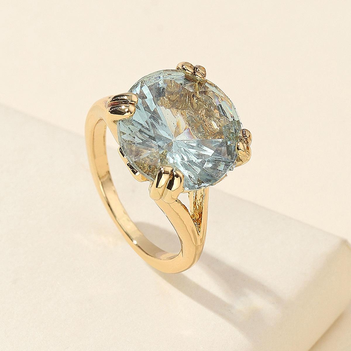 

Jianjie Luxury 14K Gold Women s Ring with Sea Blue Diamond - European & American Style Size 10 морской синий