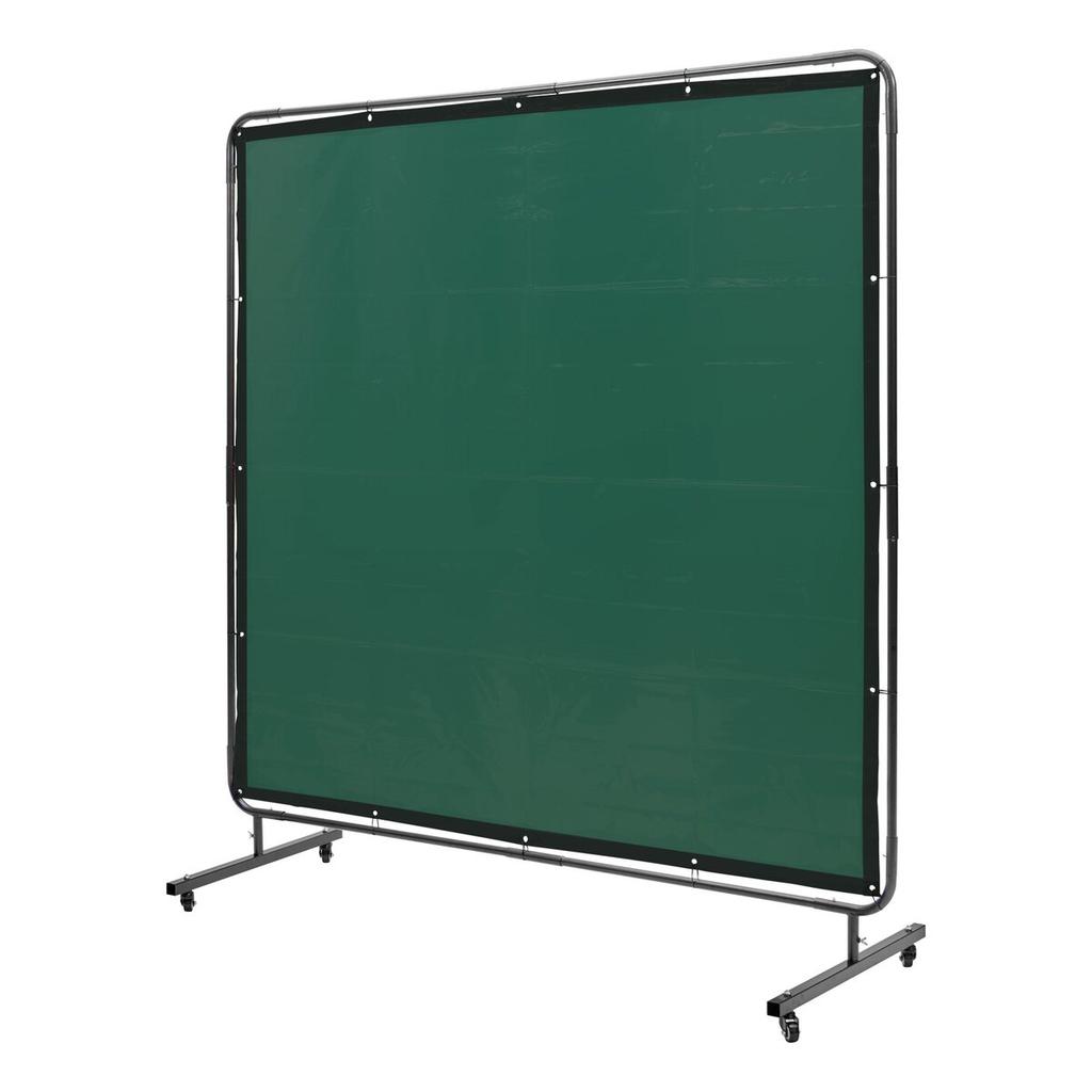Welding Screen with Frame, 6' x 6' Welding Curtain Screen, Flame-Resistant Vinyl Welding Protection Screen on 4 Swivel Wheels (2 Lockable), Moveable &