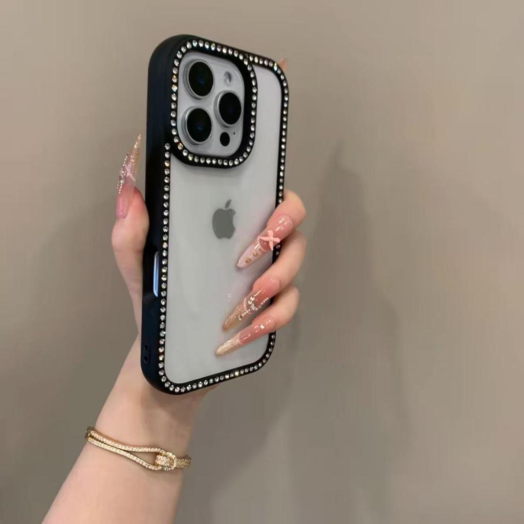 Bling Rhinestone Diamond Transparent Case For iPhone 17 16 15 14 13 12 11 ProMax Shockproof Protection Bumper Hard Acrylic Cover