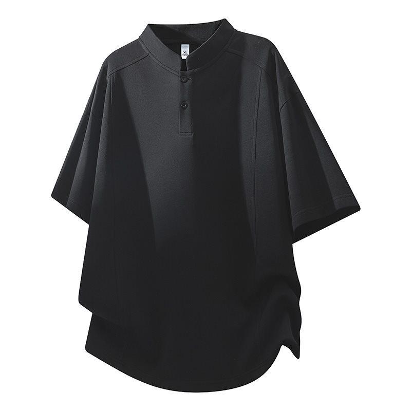 Men s Trendy Henley Collar Short Sleeve T-shirt - Summer 2026 Collection M чёрный
