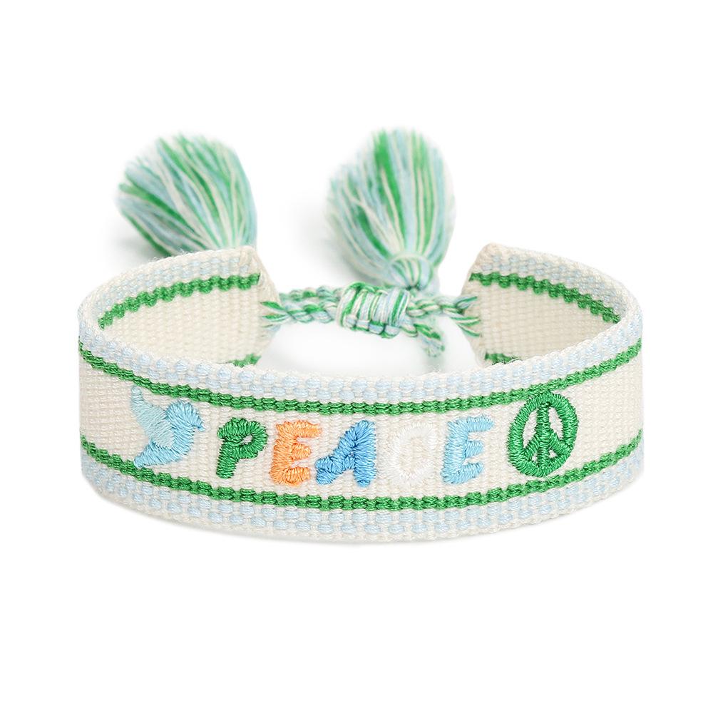 Colorful Embroidered Letter Bracelet for Women - Handmade Woven Rope with Tassel for Best Friends