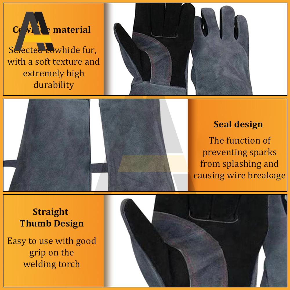 Heat Resistant Oven Gloves Mitts Baking BBQ Gloves For Grill Heat Insulation Leather Forging Double Layer Welding Gloves