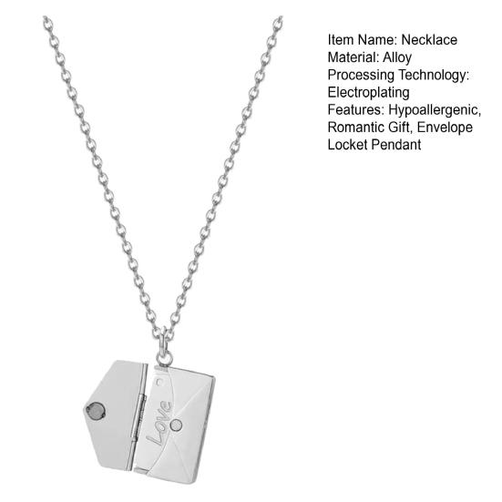 Envelope Locket Letter Necklace Hidden Engraved Love Pendant Necklace Love You Letter Necklace Jewelry for Her