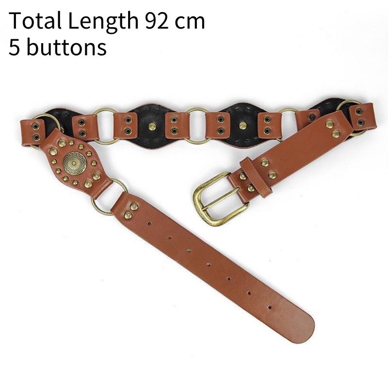 

Женский винтажный ремень Западный ковбой Металлическая пряжка Резная кожа Модный ремешок Brown 92cm