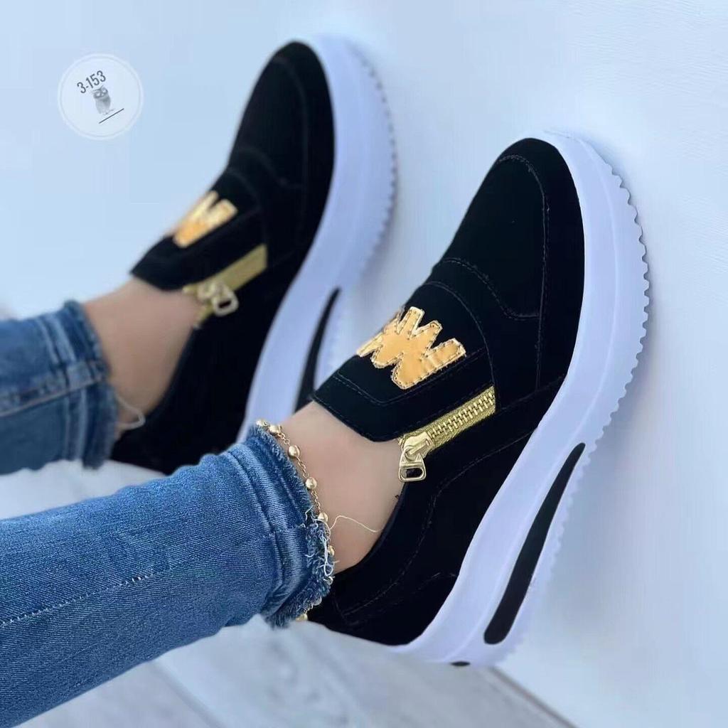 2025 Spring Casual Zipper Women's Sports Shoes - Plus Size European & American Style