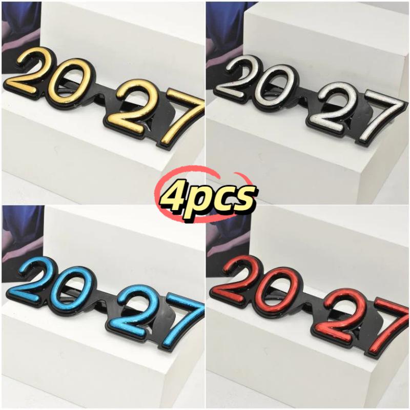 2027 Number Eyeglasses Happy New Year Glasses Diamond Glitter Sunglasses Cosplay Prop Xmas Party Decoration Funny Glasses