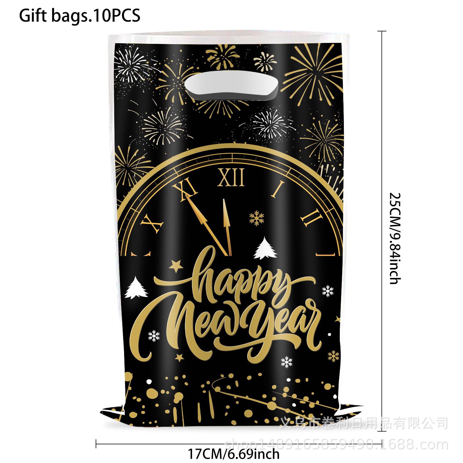 

Новорічна тематична вечірка, приладдя, прикраса на день народження, подарунковий пакет «З Новим роком», новорічний пакет для цукерок, подарунковий пакет New Year s Alarm Clock Gift Bag 10pcs