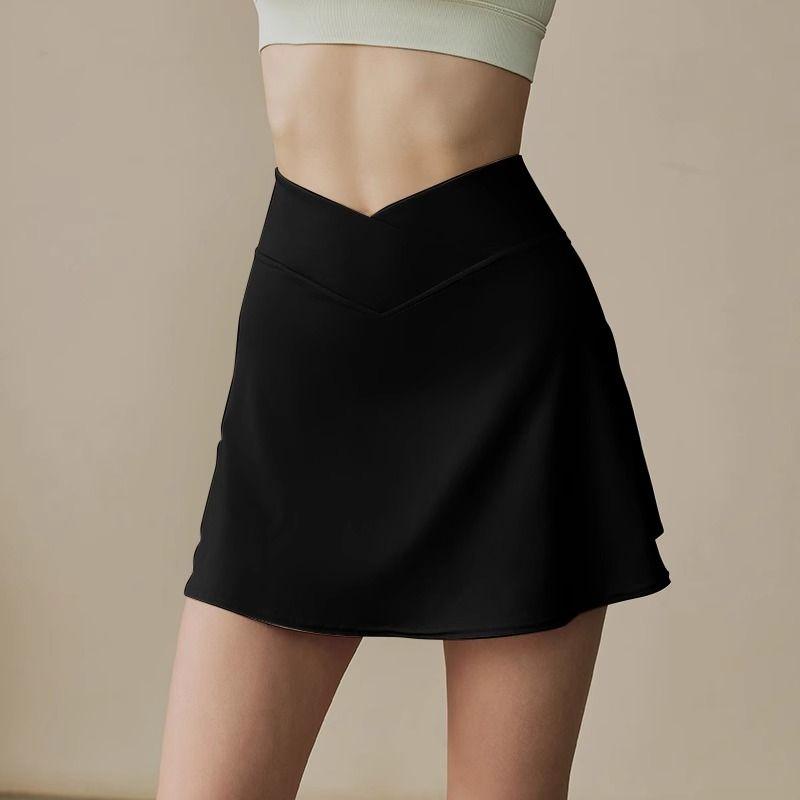 

Sports Short dress Women Summer 2025 New Anti-exposure Training Fitness Tennis Badminton Skirt Yoga Culottes Black All yards