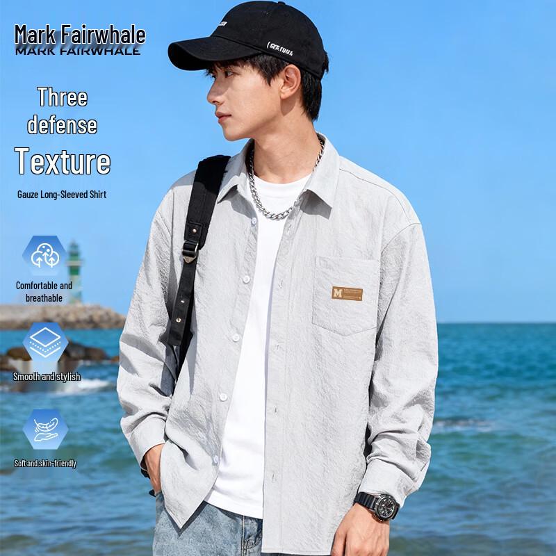 

Mark Fairwhale Men s Textured Waterproof Long-Sleeve Shirt L