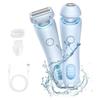 Aparat de ras electric 2 în 1 pentru femei, reîncărcabil, trimmer bikini și epilator facial, aparat de ras IPX7 rezistent la apă pentru picioare, axile și corp