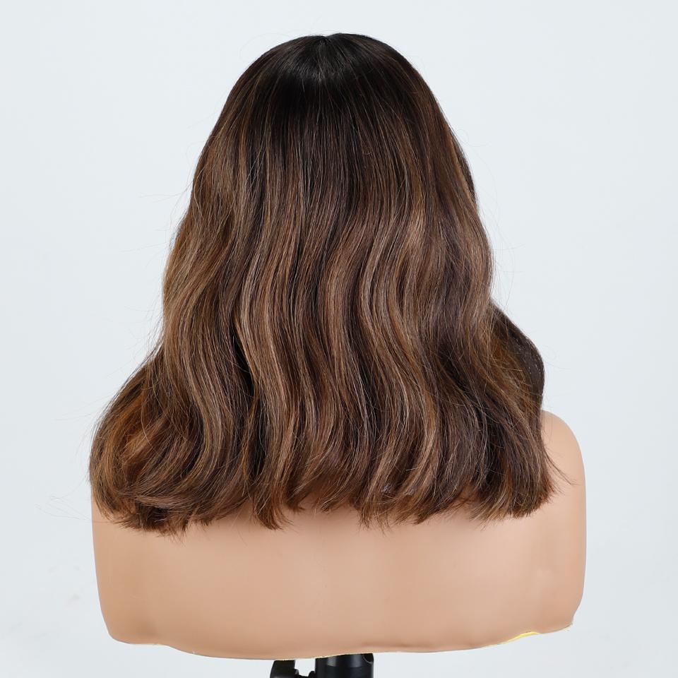 FREEDOM 13X7 Synthetic Lace Front Wigs For Women Short Bob Lace Frontal Wig Natural Curly Wavy Ombre Brown Blonde Cosplay Wigs