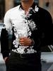 2026 Men's Fashion Red Rose Print Long-Sleeve Shirt, Stylish Casual Design, Spring/Autumn Casual Shirt