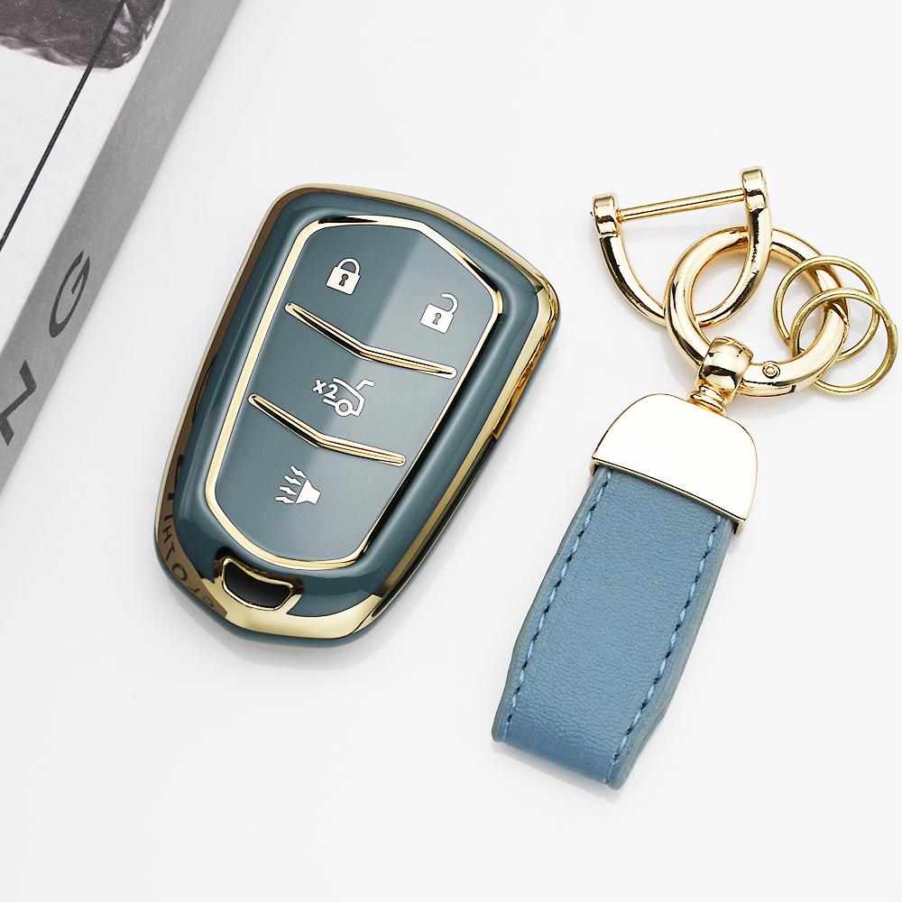 4/5 Buttons Shell Fob Holder Tpu Car Key Cover Case For Cadillac Ats Ct6 Cts Dts Xt5 Escalade Esv Srx Sts Xts Elr 2014 -