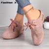New Women's Wedge Heel Half Slippers Lace Up Pattern Hollow Headed Women's Slippers 43 Size Women's Shoes  Summer New Sandals