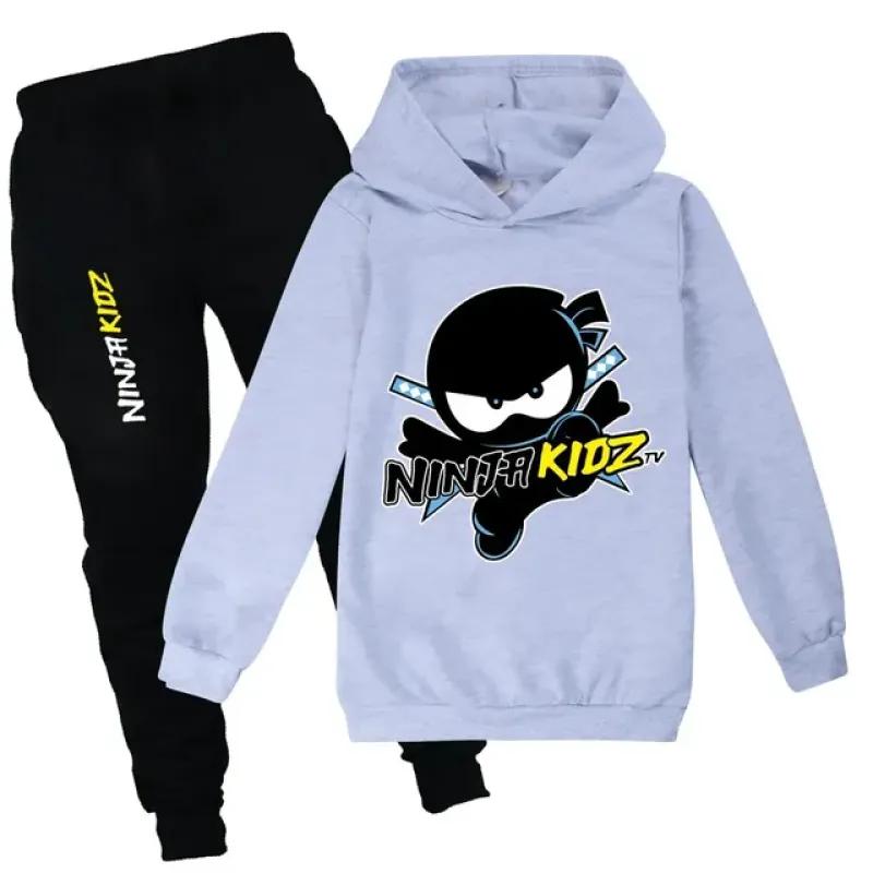 Ninja Gutter Klær Sett Vår Høst Mote Hettegensere Treningsdress NINJA KIDZ T-skjorte med hette Dress Barn Barn Jente Sweatshirt
