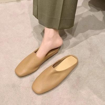 2025 Nuove Baotou Mezza Pantofola Donna Estate Usura Esterna Punta Quadrata Mezza Gamba Morbida Morbida Slip Antiscivolo Slip-on Scarpe Piatte