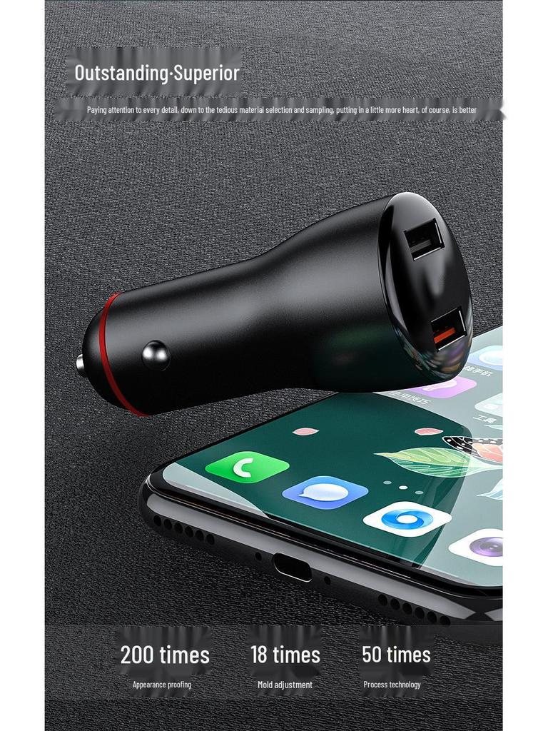 Dual USB Car Charger for Huawei - 66W Fast Charge, 100W Digital Display, Cigarette Lighter Adapter