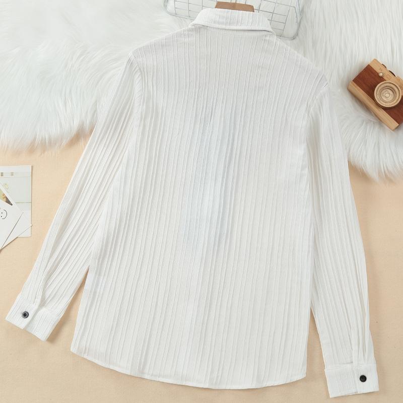 Skjorte for studentuniform med slips Gutter Langermet Hvit Skjorte Gutter Bølgepappbluse med Elastisk Slips Topp