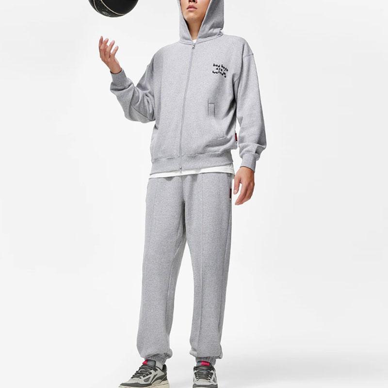Li Ning Badfive Letter Print Loose Hoodie Unisex Hoodies Flower-Gray AWDT869-2