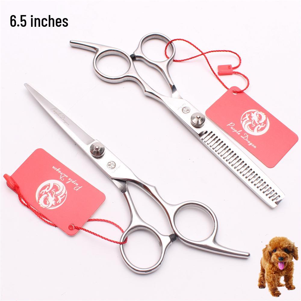 

6.5-Inch Purple Dragon Silver Pet Grooming Scissors - Straight & Thinning Shears for Dog Hair 6.5 inch Silver Straight Shears