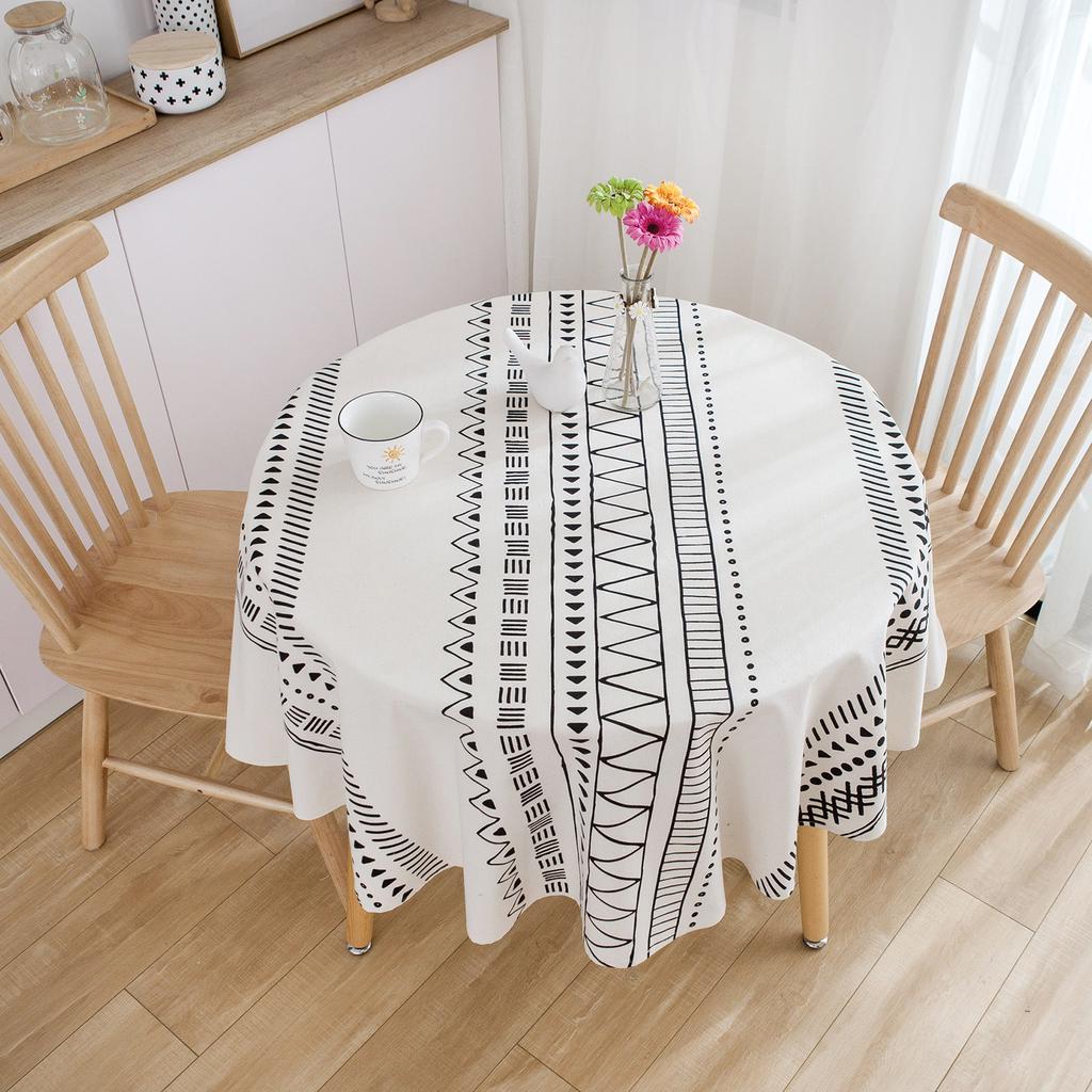 1pc Vintage Blue & Pearl White Floral Tablecloth Boho Tablecloths Round Cover for Indoor/Outdoor Dining, Perfect for Everyday Meals & Home Decor