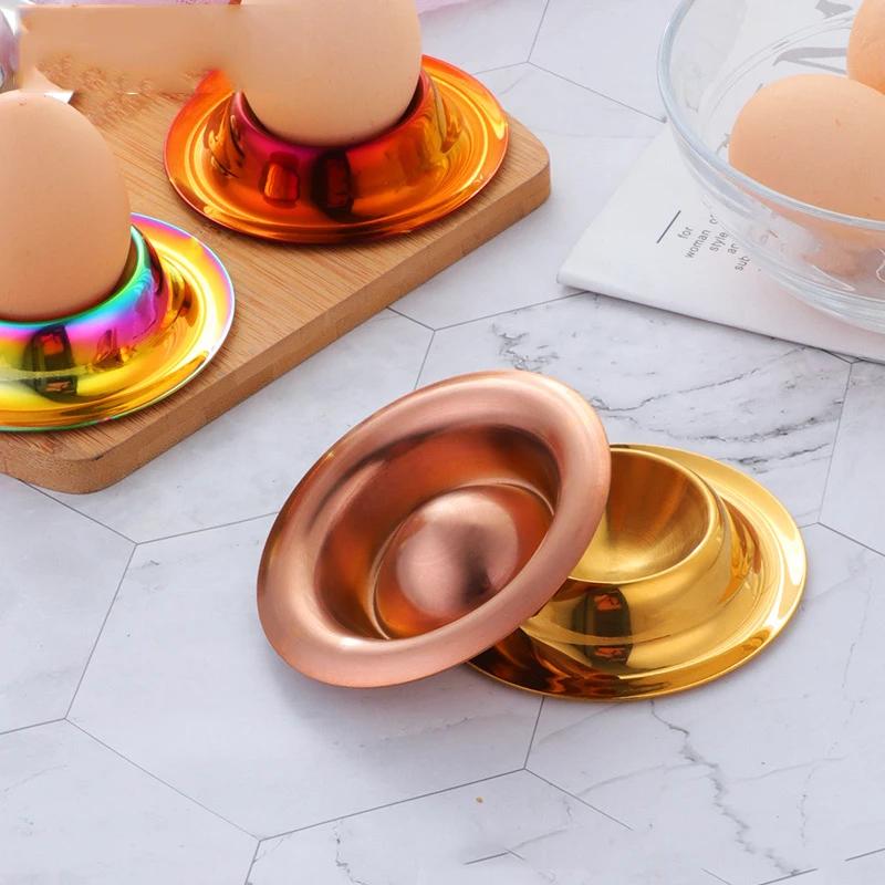 Tragbare Runde Eierbecherhalter aus Edelstahl Roségold Eiertablett Frühstückseierbecher Dessert Eisbecher Küchenwerkzeuge