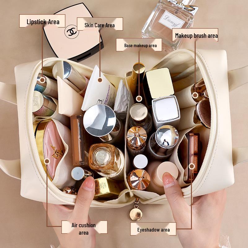 2024 Waterproof Shell Makeup & Toiletry Bag for Women – Portable, Large Capacity for Travel, Lipstick & Skincare Storage