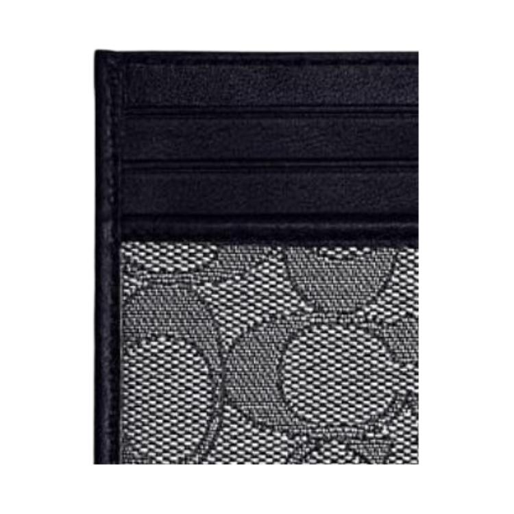 Coach Card Case 10 Minimalist Classic Monogram Stitching Card Slot Fabric And Leather Card Holder Men Card Holder Black Gray CC102-EVK