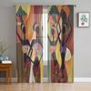 African Women Mural Culture Curtain Window Tulle For Living Room Bedroom The Kitchen Window Treatment Decorations Curtains
