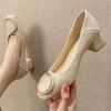 Женские осенние новые туфли на блочном каблуке в Корейском стиле, одинарные туфли для профессиональной работы, женская обувь на мелкой подошве для работы