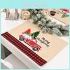 Festive Christmas Table Mat With Charming Forest Elderly Car Design For Holiday Decor