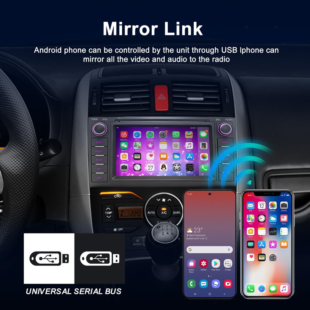 REAKOSOUND Autoradio 7'' Touchscreen Carplay für Toyota auris 2 Din Auto-Multimedia mit Bluetooth Video Autoradio Radioempfänger