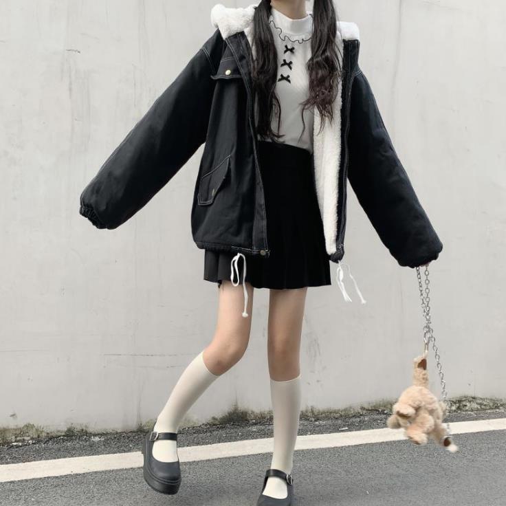 Short Style Parkas Women Solid Aesthetic All-match Students Simple Winter Coat Loose Korean Fashion Hooded Streetwear Sweet