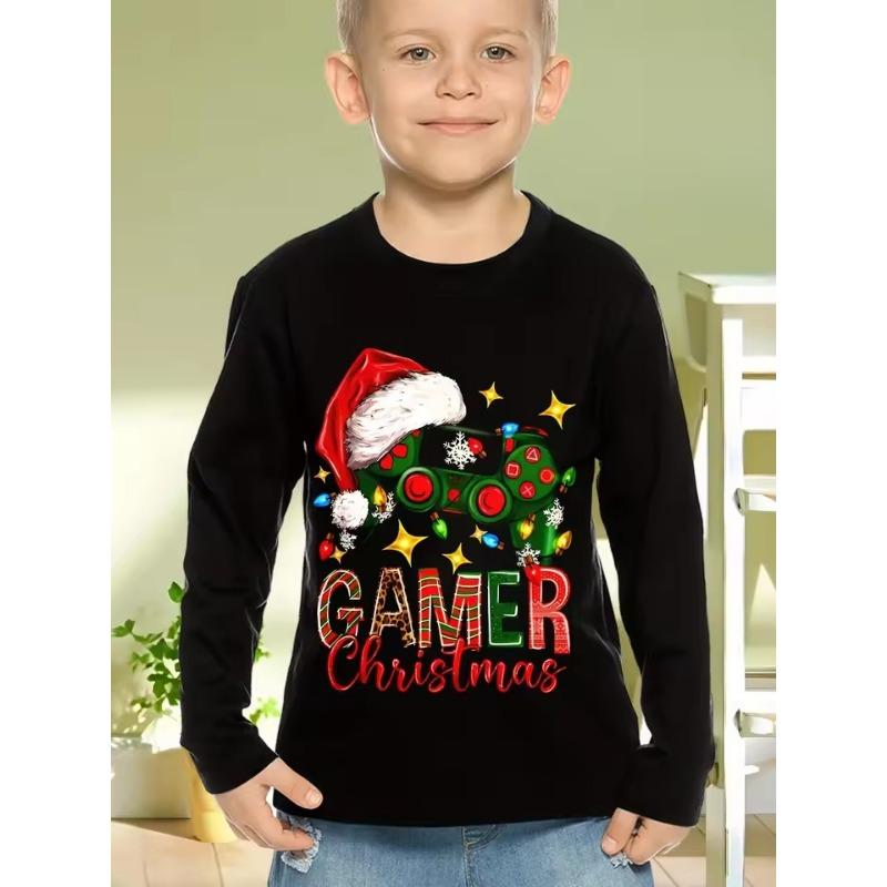 Îmbrăcăminte pentru copii Băieți Tricou Mânecă Lungă Imprimeu Moș Crăciun Haine Copii Primăvară Toamnă Haine Elegante pentru Petrecere de Crăciun Haine Fete