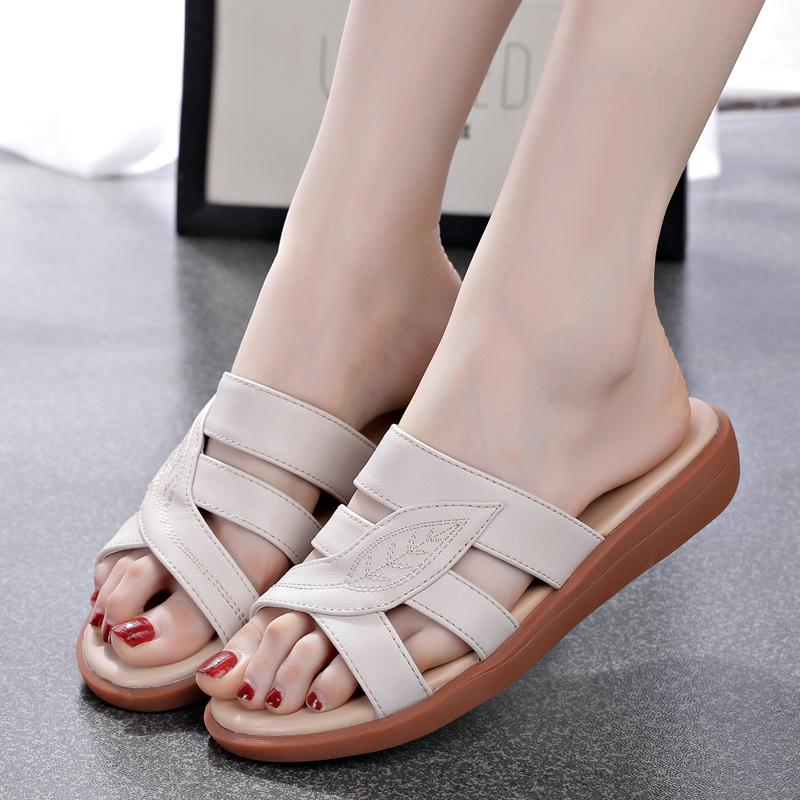 

Fashion Women Open Toe Beach Shoes Women S Hollow Solid Color Fashion Thick Soled Slippers Large Size Spring And Summer Sandalias 35 бежевый