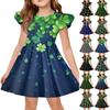 Vestido de Princesa de Verão para Meninas - Vestido Camiseta A-Line St. Dia de Patrício