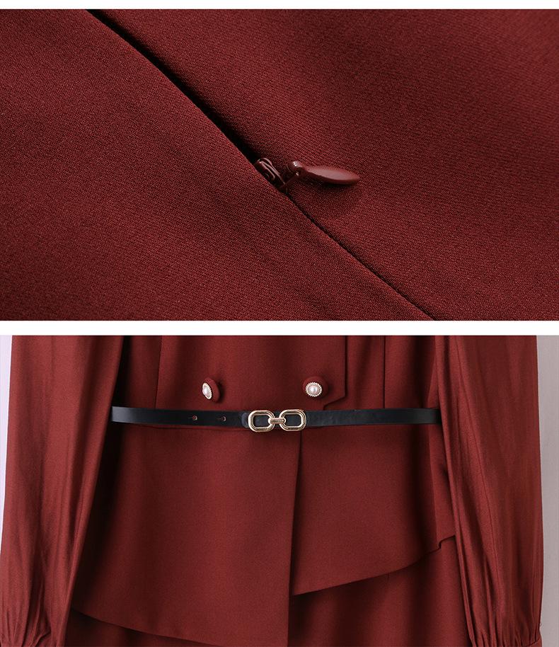 2025 Spring/Summer Women's Elegant Double-Breasted Two-Piece Mid-Length Dress JX2512