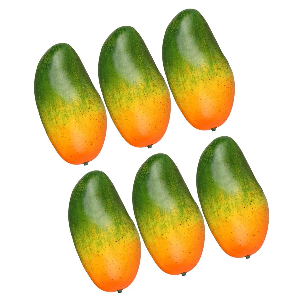 6Pcs Realistic Fake Fruit Mango Decoration Assorted Lifelike Mango Models for Table Decors and Visual Merchandising