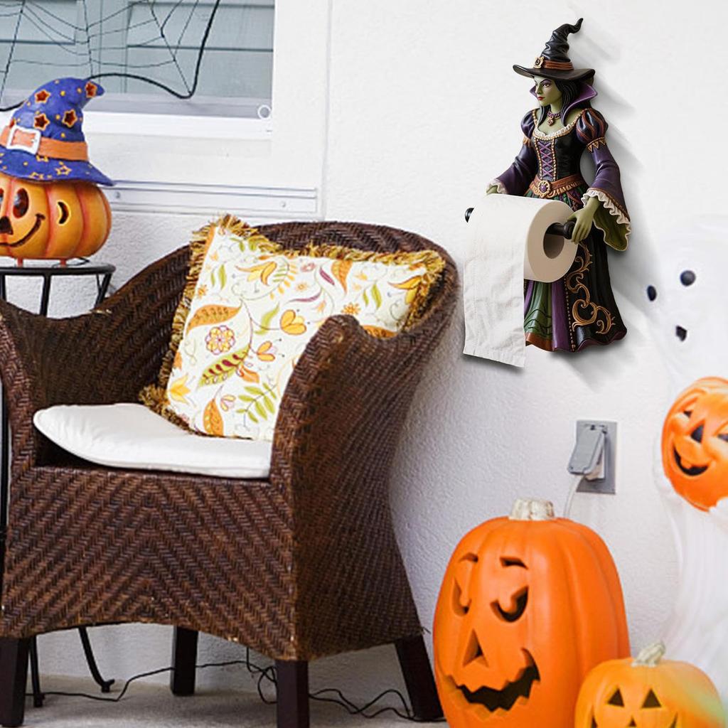 Witch Tissue Holder, Toilet Paper Rack, Wall-mounted Storage, Resin Carving Shower Room RV Home Bathroom Use.