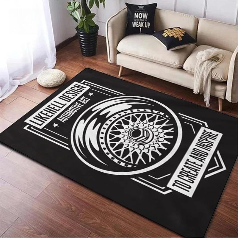 Wheel Carpet Mat Rug Home Decoration Car Rims Design Area Rug Living Room Floor Mat Industrial Style Automotive Art Decor