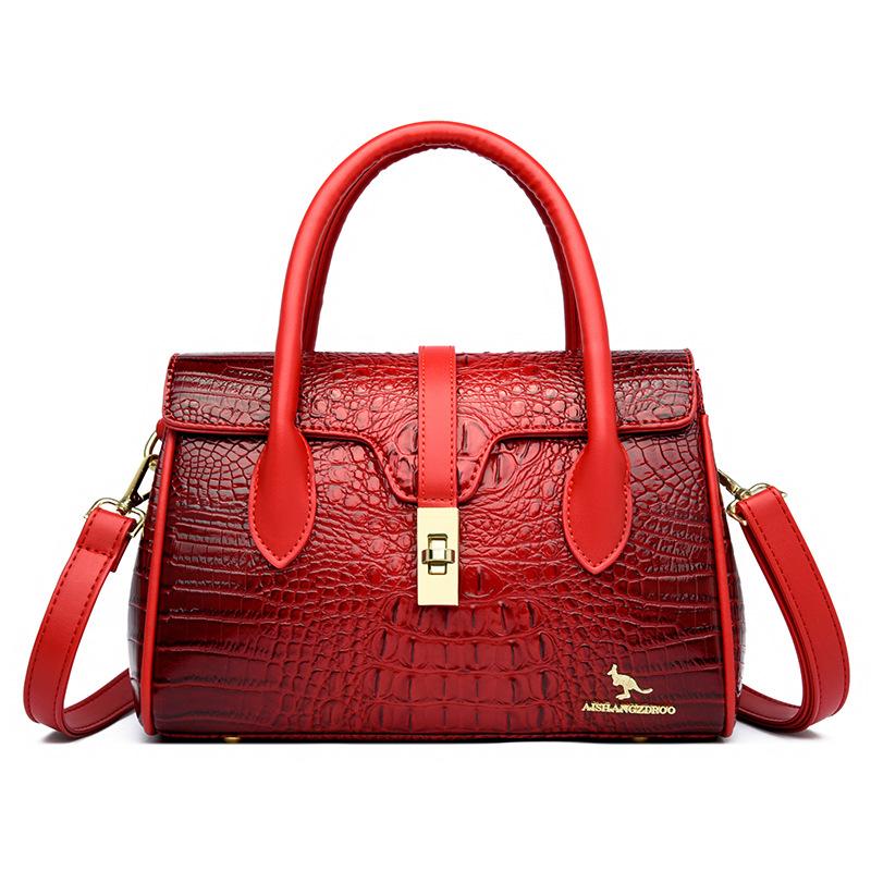 Crocodile pattern women's bag mother handbag new fashion women's large capacity shoulder crossbody light luxury