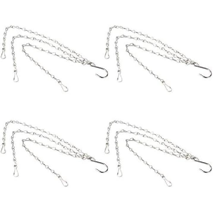 Atyhao Hanging Chain,4Pcs Hanging Chain with Hooks 304 Stainless Steel Garden Flower Pot Plant Hangers Replacement Pots Container Accessories