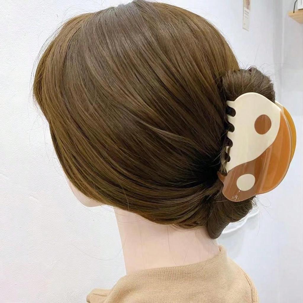 1pc Retro Yin Yang Pattern Acetate Hair Claw Clip Anti Slip Strong Grip Claw Clip Women's Headpiece