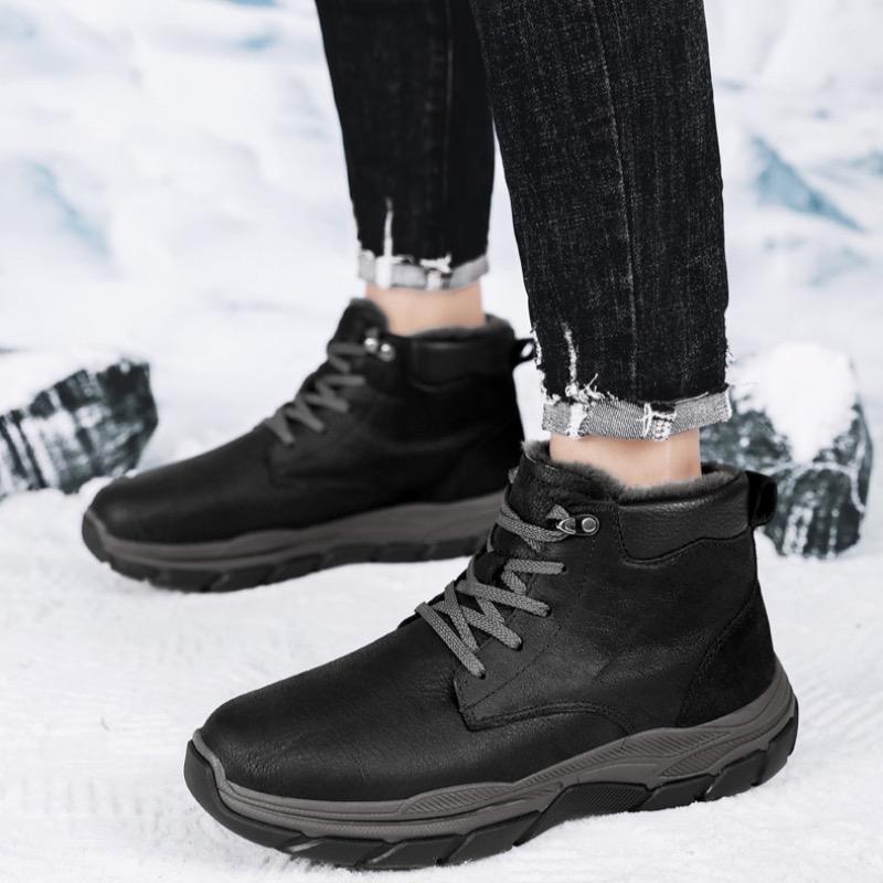 2024Winter Men's Boots Outdoor Waterproof High Top Snow Boots Plush Warm Cotton Shoes Non-slip Hiking Boots for Men Botas Hombre