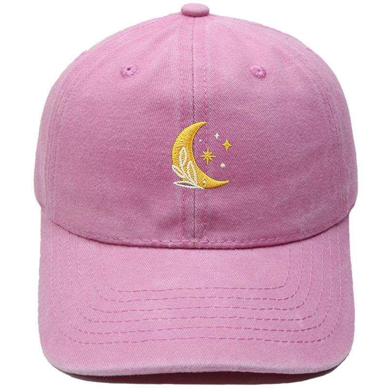 New Star Moon Embroidery Baseball Cap Washed Retro Daddy Hat Men's and Women's Casual Outdoor Sports Hat