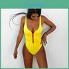 Eleganter Damen Einteiler Badeanzug Bademode Reißverschluss Monokini Badeanzug Gepolstertes Bikini Für Stilvolle Strandtage