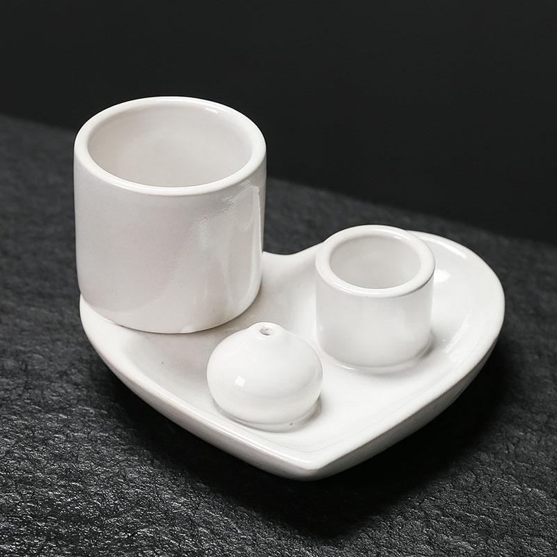 5-in-1 Keramik Räucher- & Kerzenhalter mit Aschefänger-Ablage Perfekt zum Räuchern mit Salbei, Smudge, Meditation und Yoga Räucherhalter